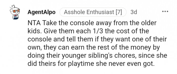 She did theirs for playtime, which she didn't get.