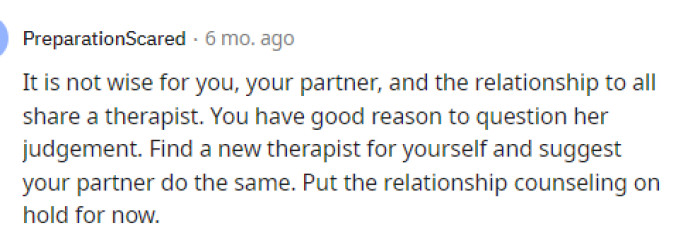 It's very clear that this is the biggest mistake they made, and it clearly caused issues with all of their therapy sessions.