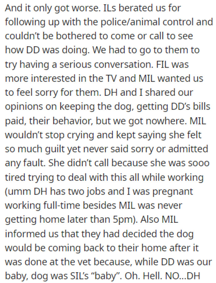 It seemed like the in-laws didn't care about what happened to DD