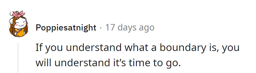If boundaries were roads, it's time for her to take the exit ramp.