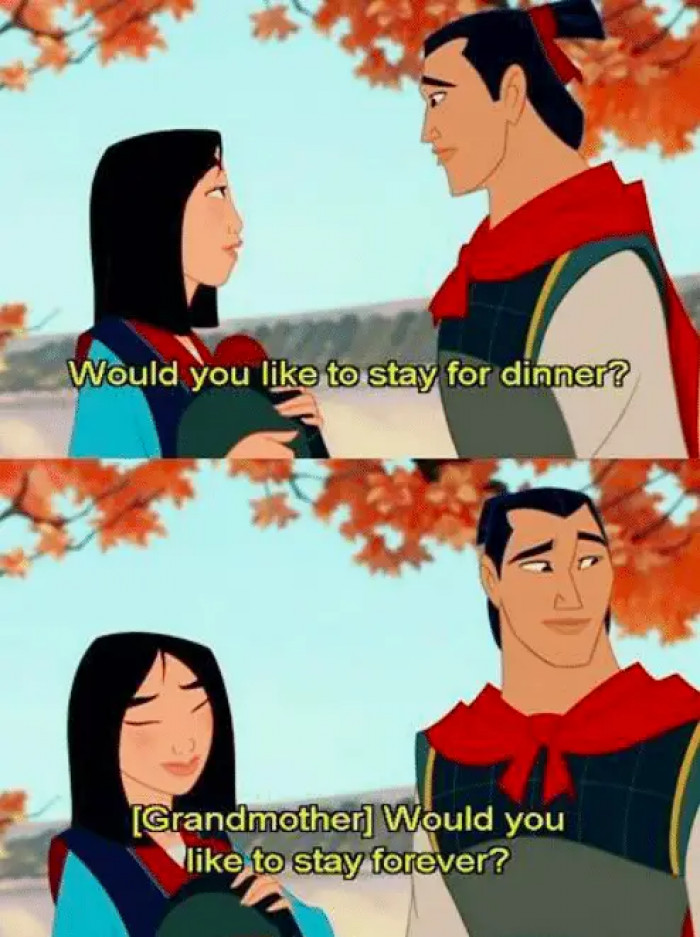 17. In Mulan, when Grandmother Fa was thirsty as hell