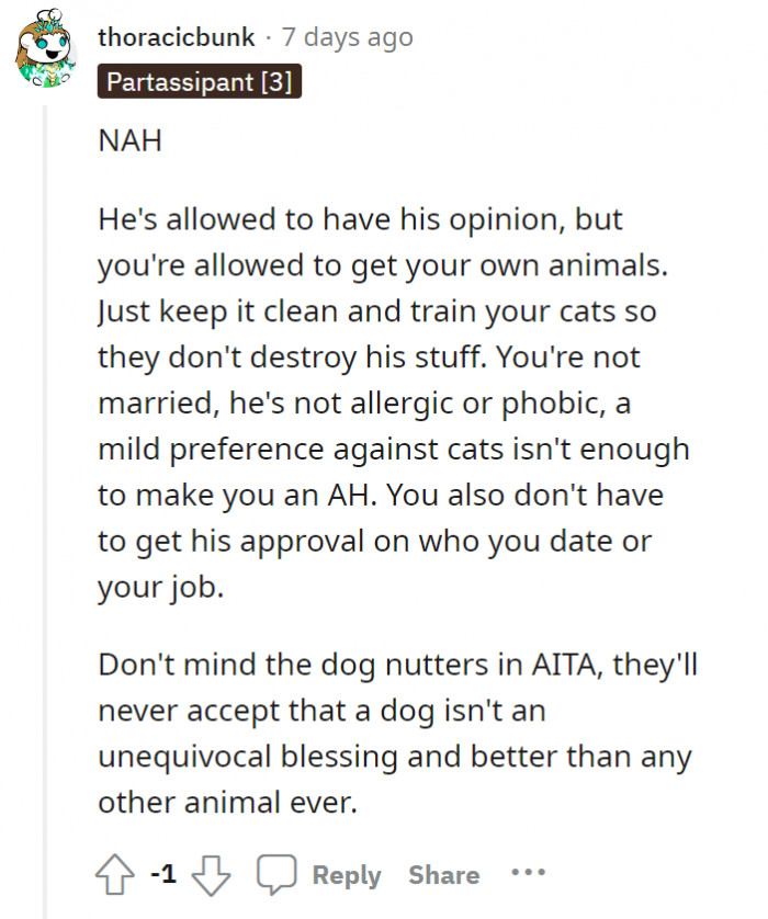 A different opinion: not an asshole. Just be responsible of your pet.