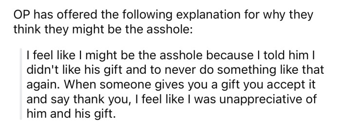 OP thinks she might potentially be the a-hole for the following reason: