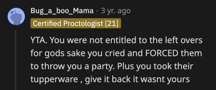 OP's entitlement is astounding, even by Reddit standards.