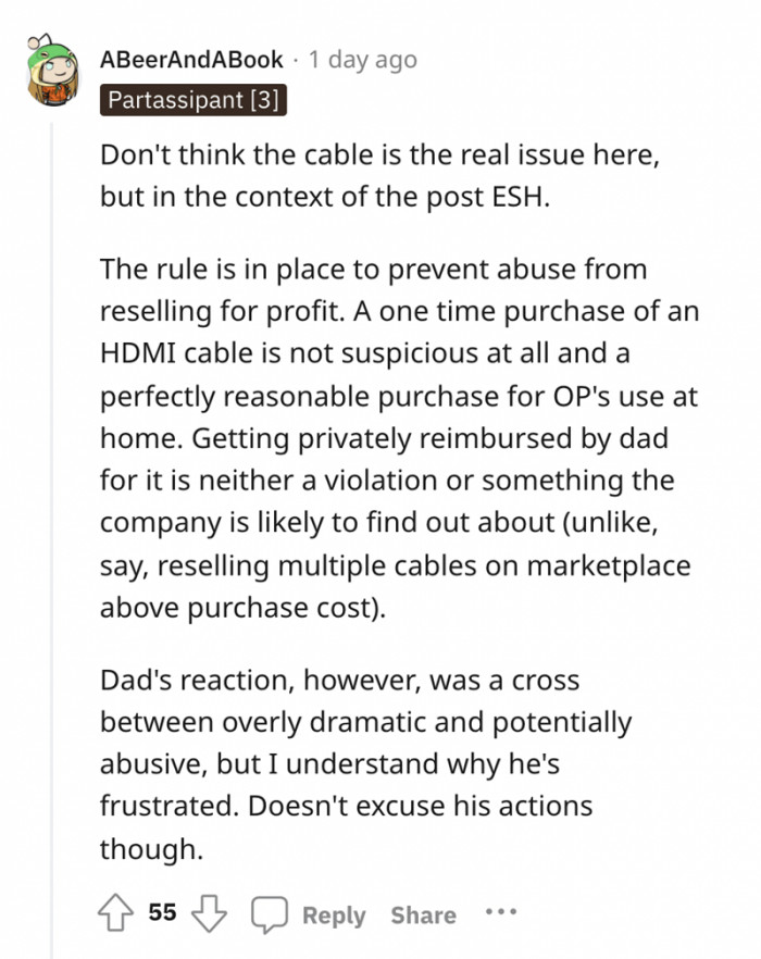 Other Redditors believe that both parties are in the wrong. They disapprove of the dad's unreasonable reaction to her refusal.