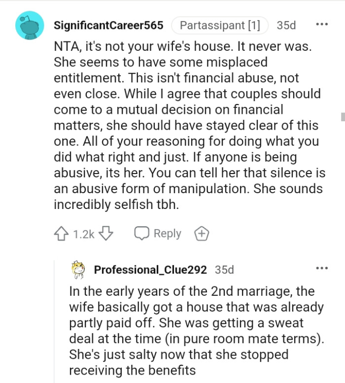 It's not the OP's wife's house and it never was