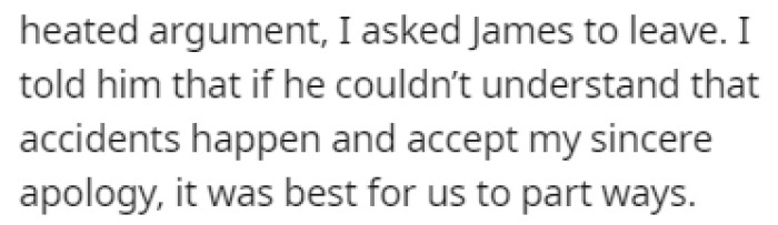 OP told James that it's best for them to part ways