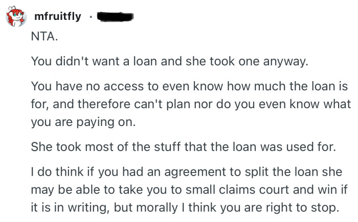 “You have no access to even know how much the loan is for, and therefore can't plan nor do you even know what you are paying on.”