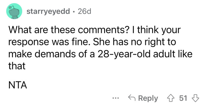 OP's aunt shouldn't expect an adult to be okay with that kind of behavior.