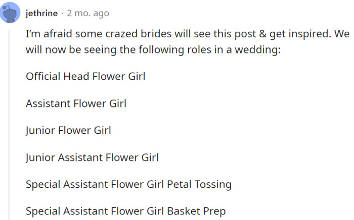 Ideas for flower girl positions: