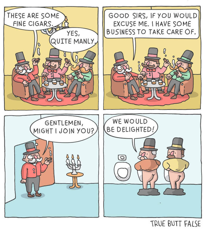 Just men doing men's business.