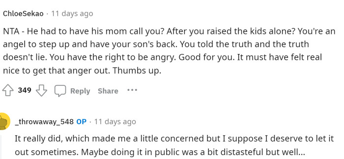 People were really on OP's side and let her know that this man is ridiculous. If he had to call his mom after this, then that tells us everything we need to know about him.