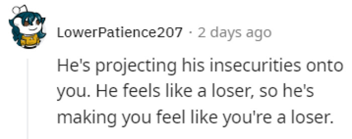 Projecting his insecurities