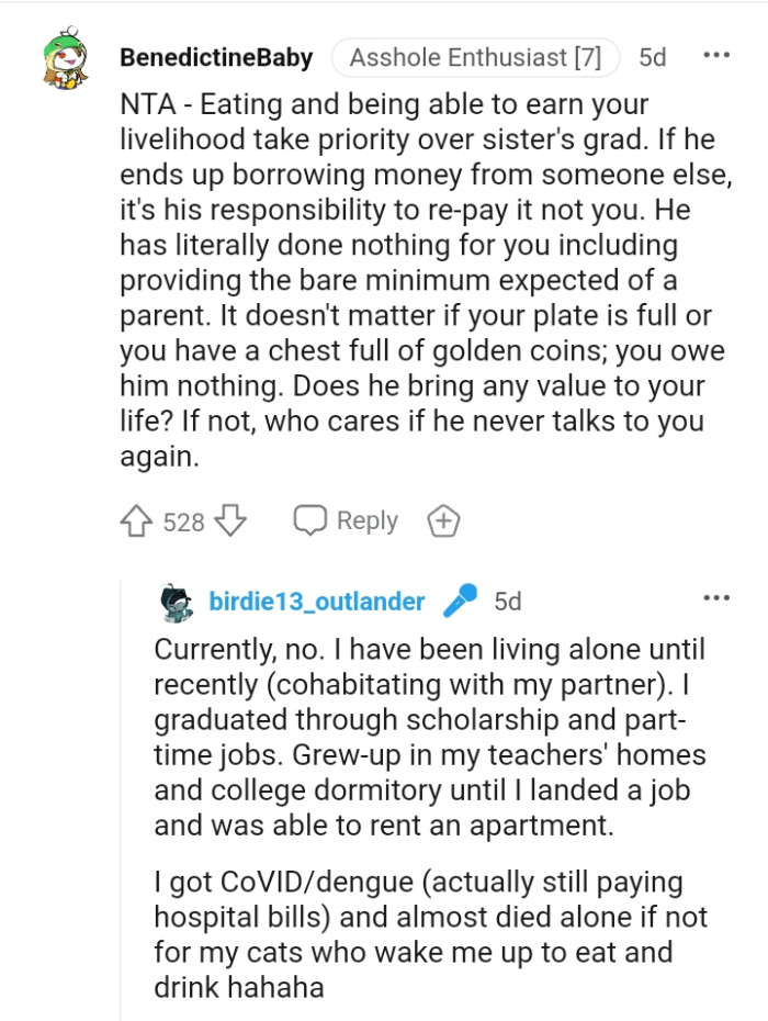 He has done nothing for the OP but given her the bare minimum