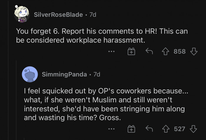 Joey's comment could be considered sexual harassment and should be reported to HR.