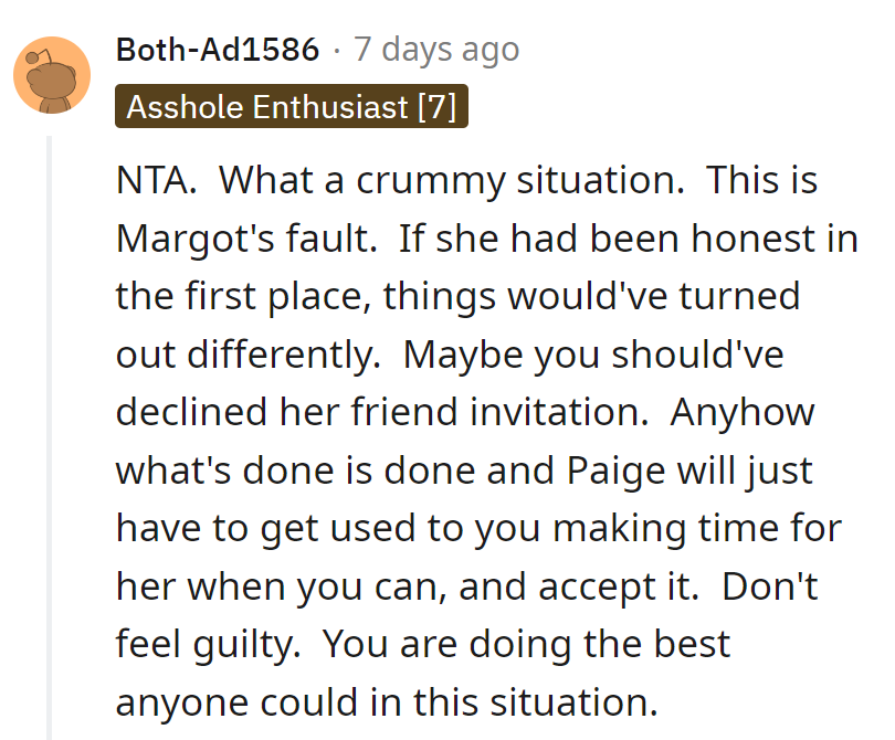 Margot's honesty meter's off.