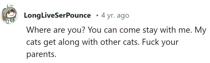 Forget the parents; this feline haven is purr-fect for OP.