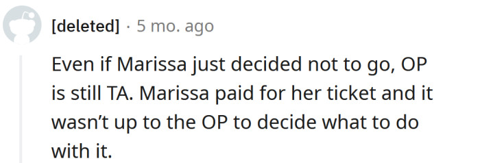That ticket belonged to Marissa either way.