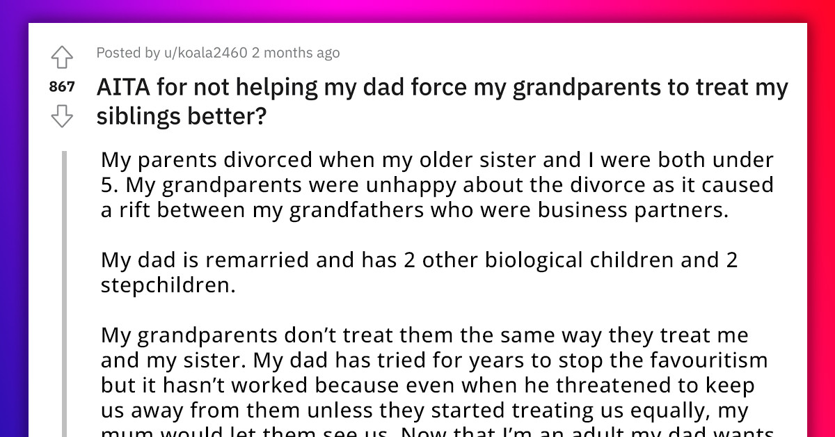 Dad Doesn't Want Grandparents To Come To His Daughter's Wedding Because Of How They Treat Her Step-Siblings