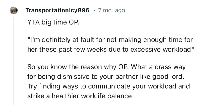 “Try finding ways to communicate your workload and strike a healthier work-life balance.”