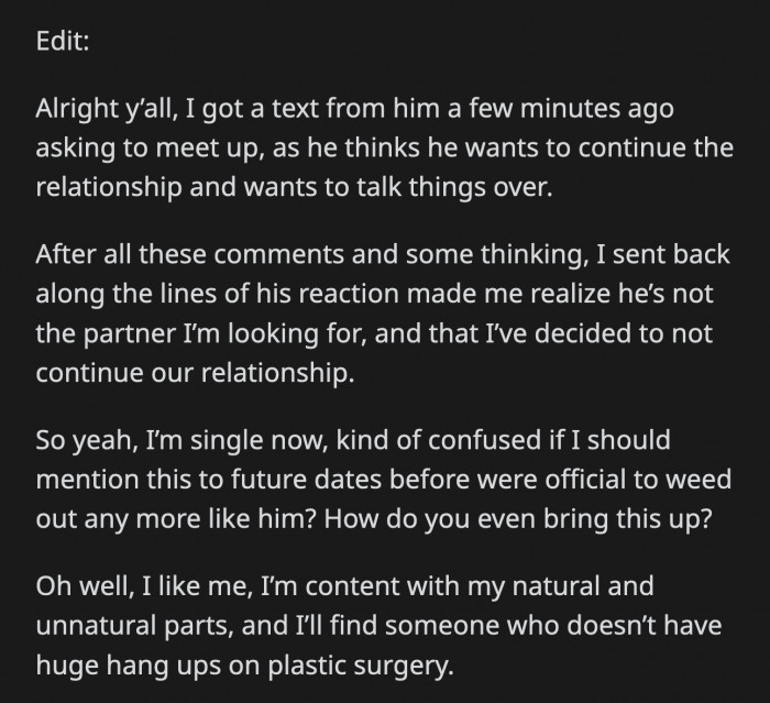 OP spoke that into existence because Max texted her about wanting to get back together, but OP shut him down like a pro
