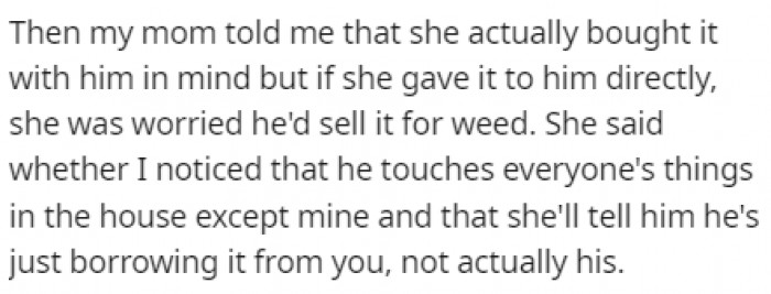 Her mom told her that she bought the tablet with her brother in mind