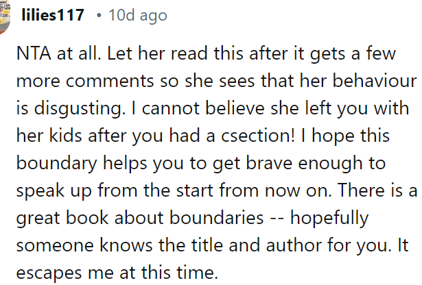 The sister's behavior is disgusting