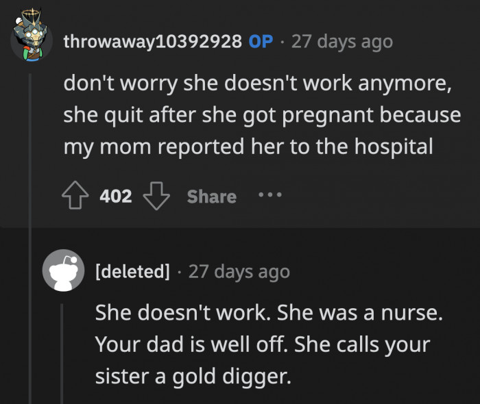 There's no need to wreck Sasha's life because she did that all by herself with a little help from OP's mom