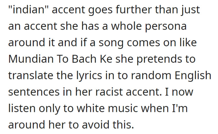 OP's mother uses a racist 