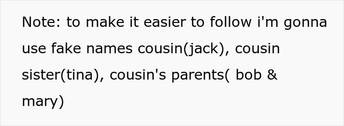 Since it's not his own experience, he decided to use fake names.