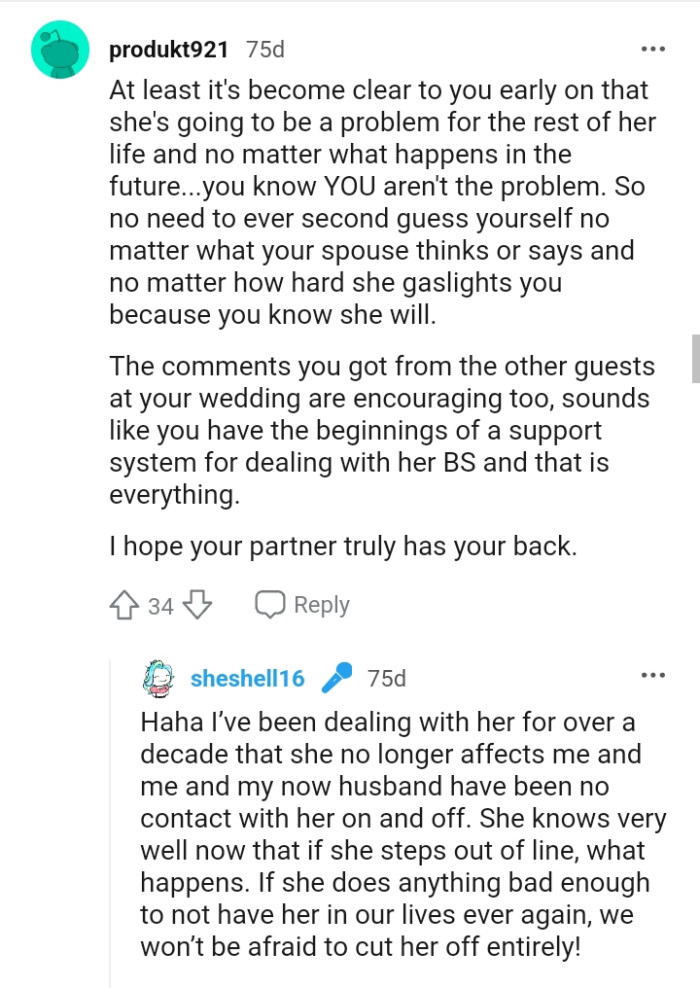 It's become clear to the OP that she's going to be a problem