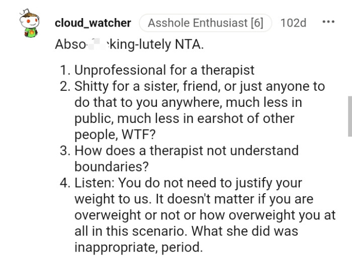 That is unprofessional for a therapist
