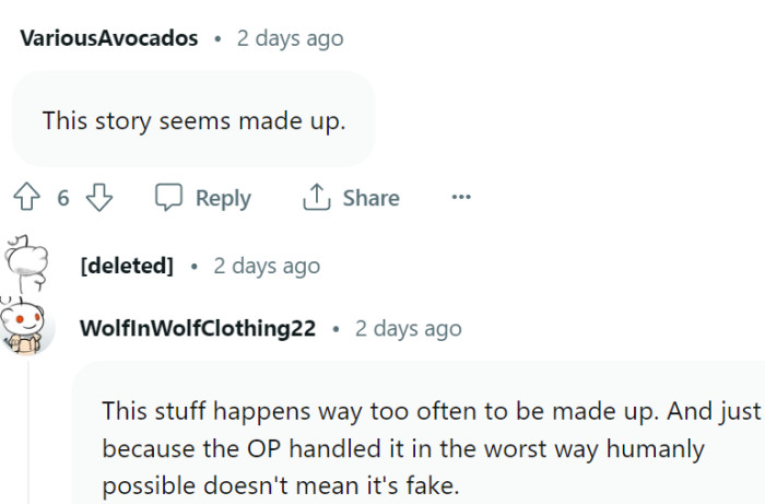 Redditors were not convinced the story was true