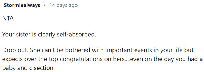 If the sister chooses not to attend important events...