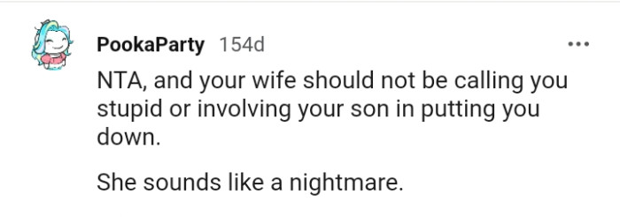 OP's wife shouldn't be calling him stupid