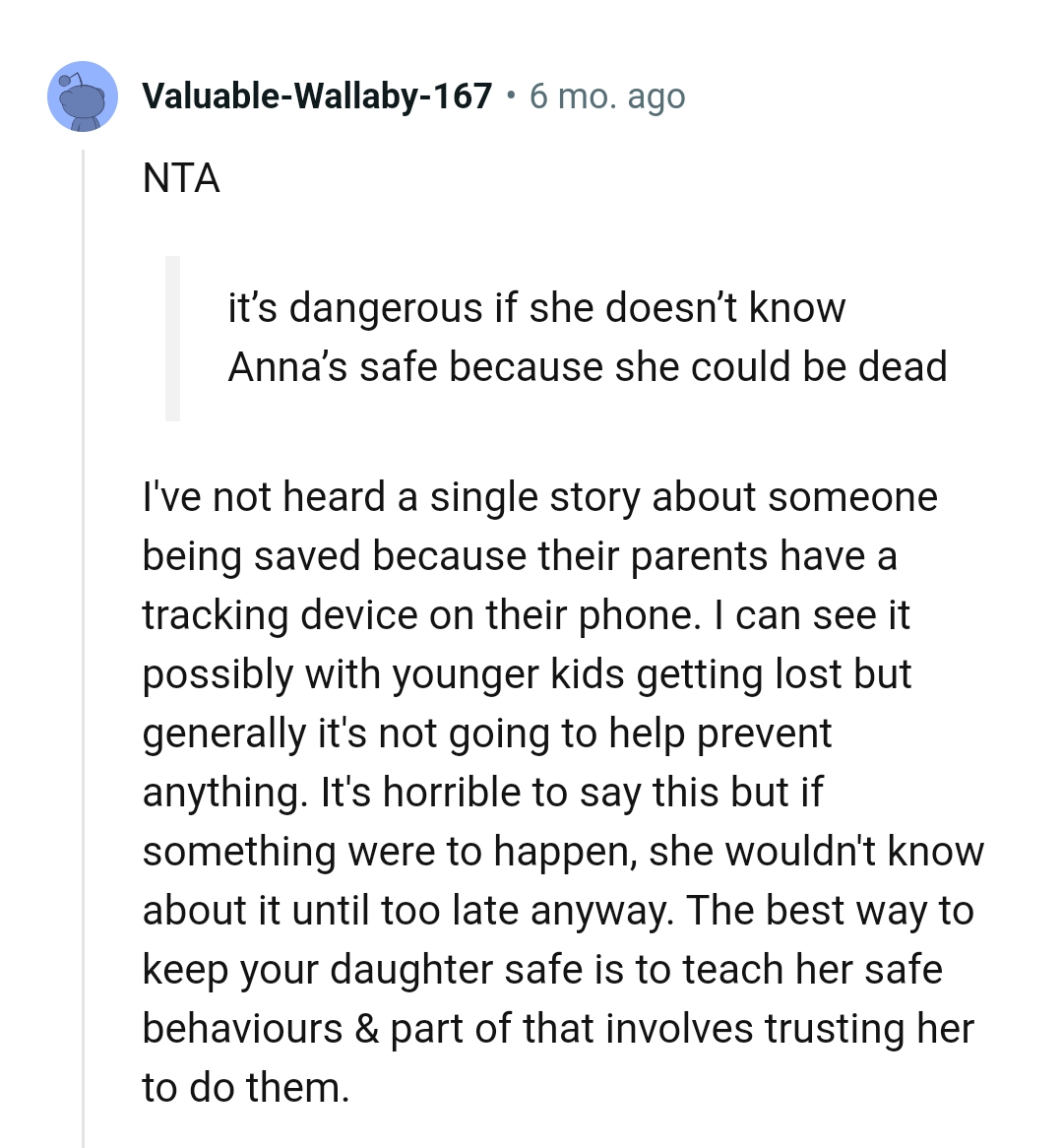 The best way to keep the daughter safe