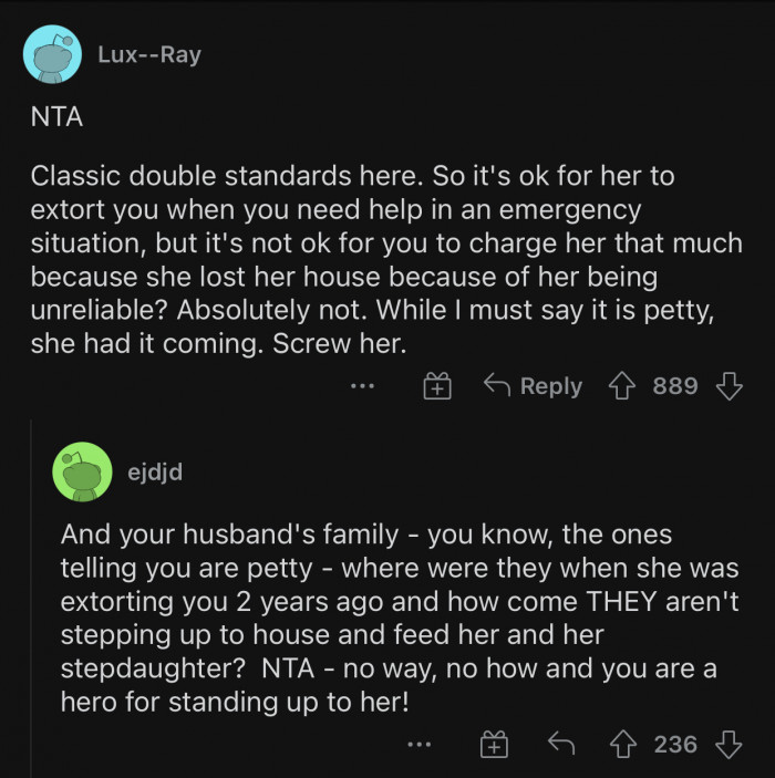 OP is a hero for standing up for herself and her family.
