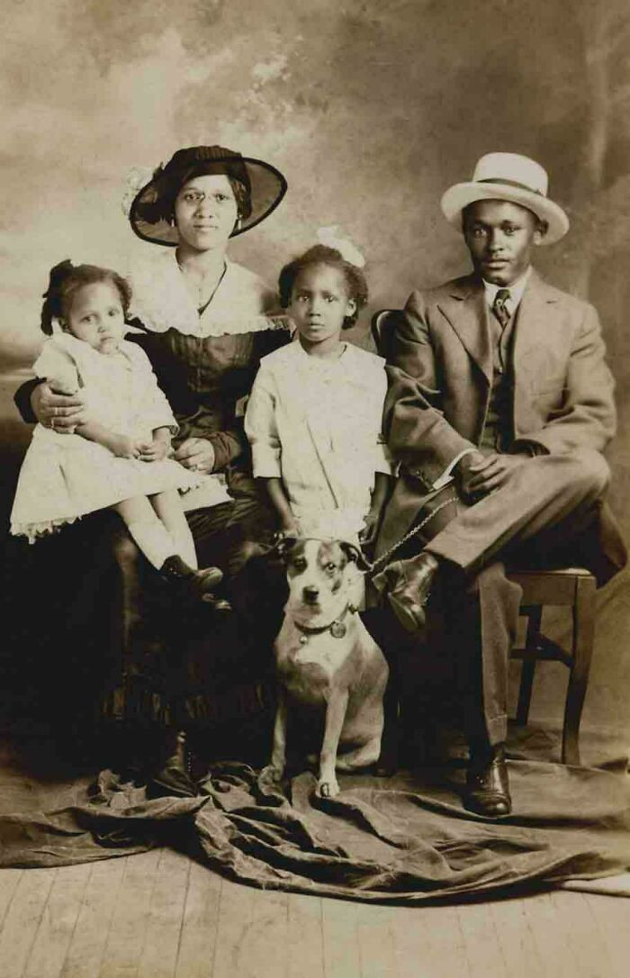 "Family Posing With Their Dog, 1900s"