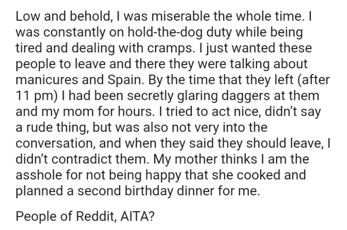 The mom thinks that the OP is the AH for not being happy that a second birthday was planned for her