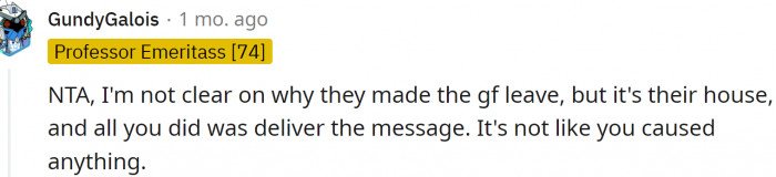 Why they made the GF leave?