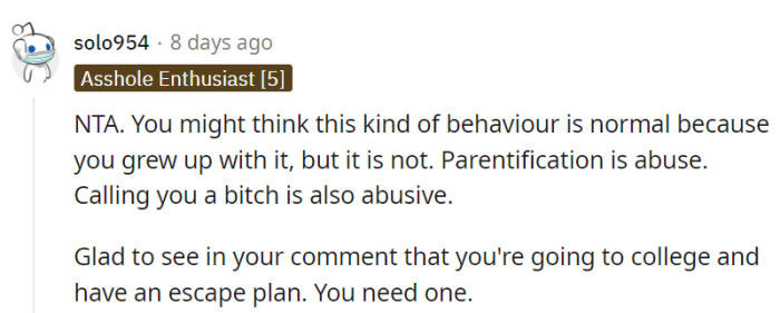 Parentification might be her mom's favorite game, but it's definitely not on the list of Olympic sports.