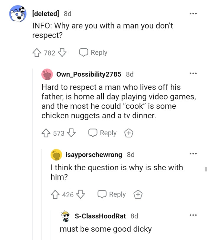 Hard to respect a man who lives off his father