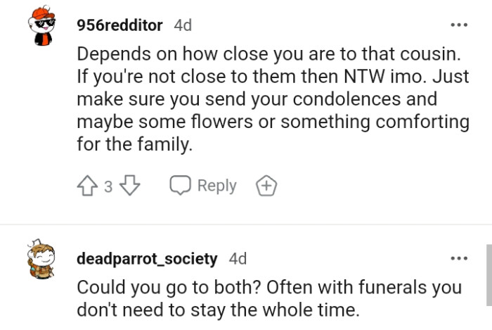 The OP should make sure he sends his condolences and some flowers