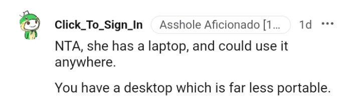 Having a laptop, which is far less portable