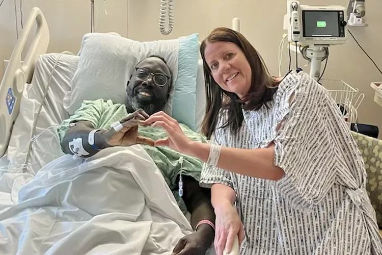 Shiller Joseph and Krissy Miller share a heartwarming moment post-surgery