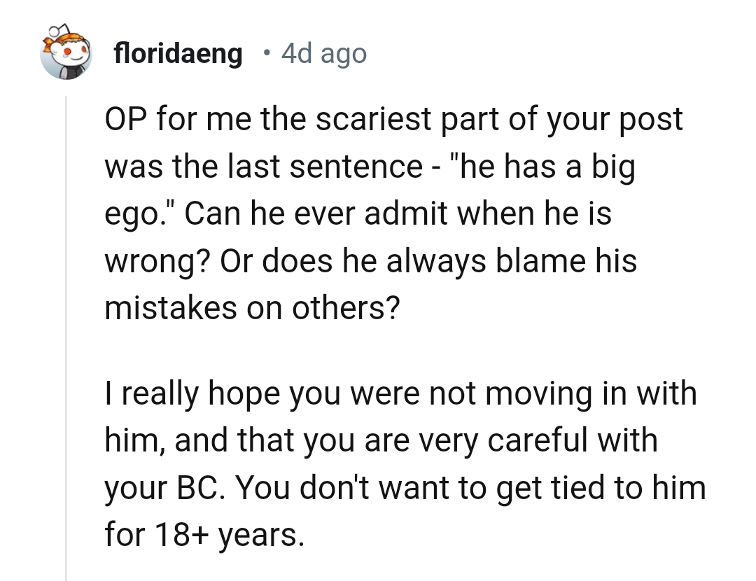 Can OP's boyfriend ever admit when he's wrong?