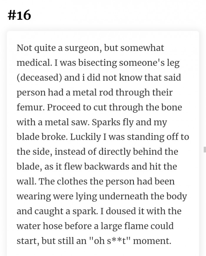 16. Post-mortem horror story.