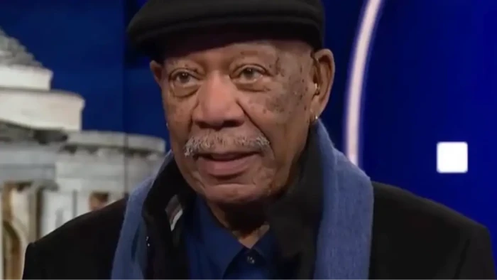 Morgan Freeman speaking about political unrest and ethical leadership amid controversy.