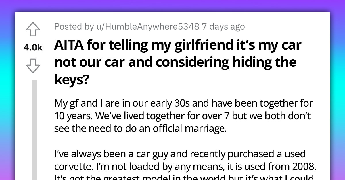 Reddit User Finds Sneaky Solution To Stop His Girlfriend's Unauthorized Joyrides In His Beloved Car