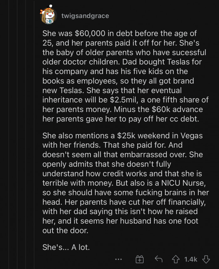 OP is just bad with money.